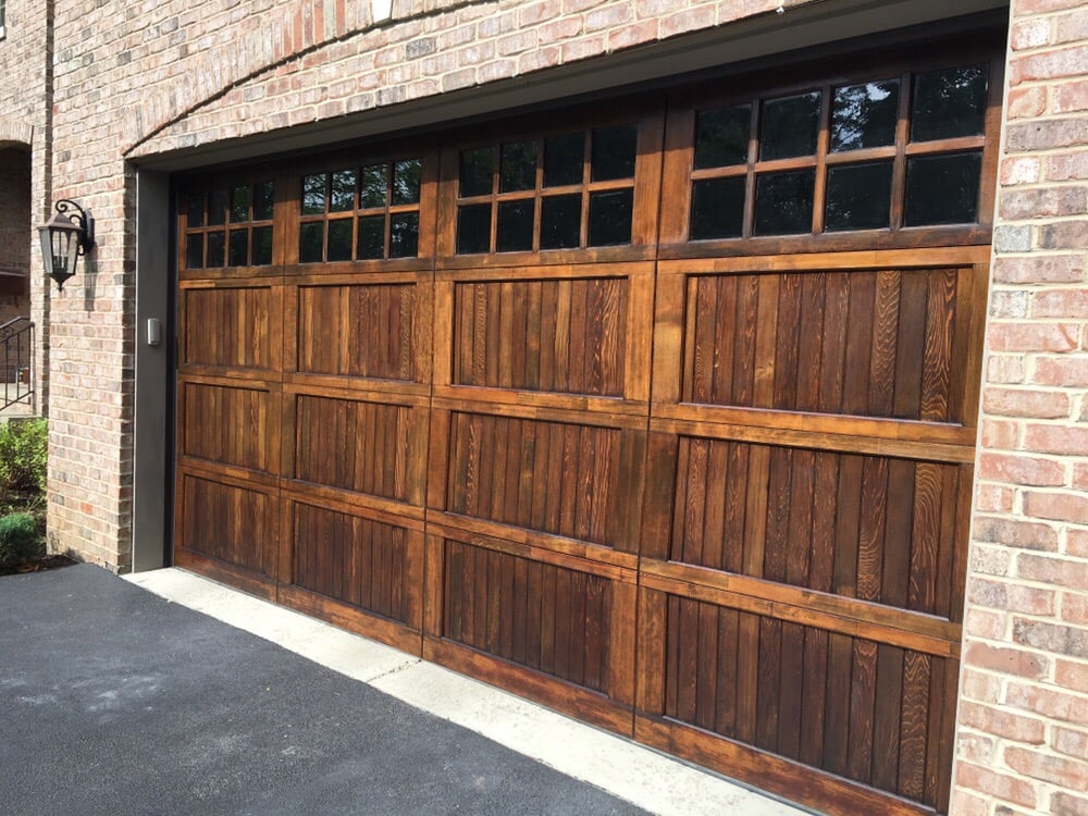 Wooden brown garage door