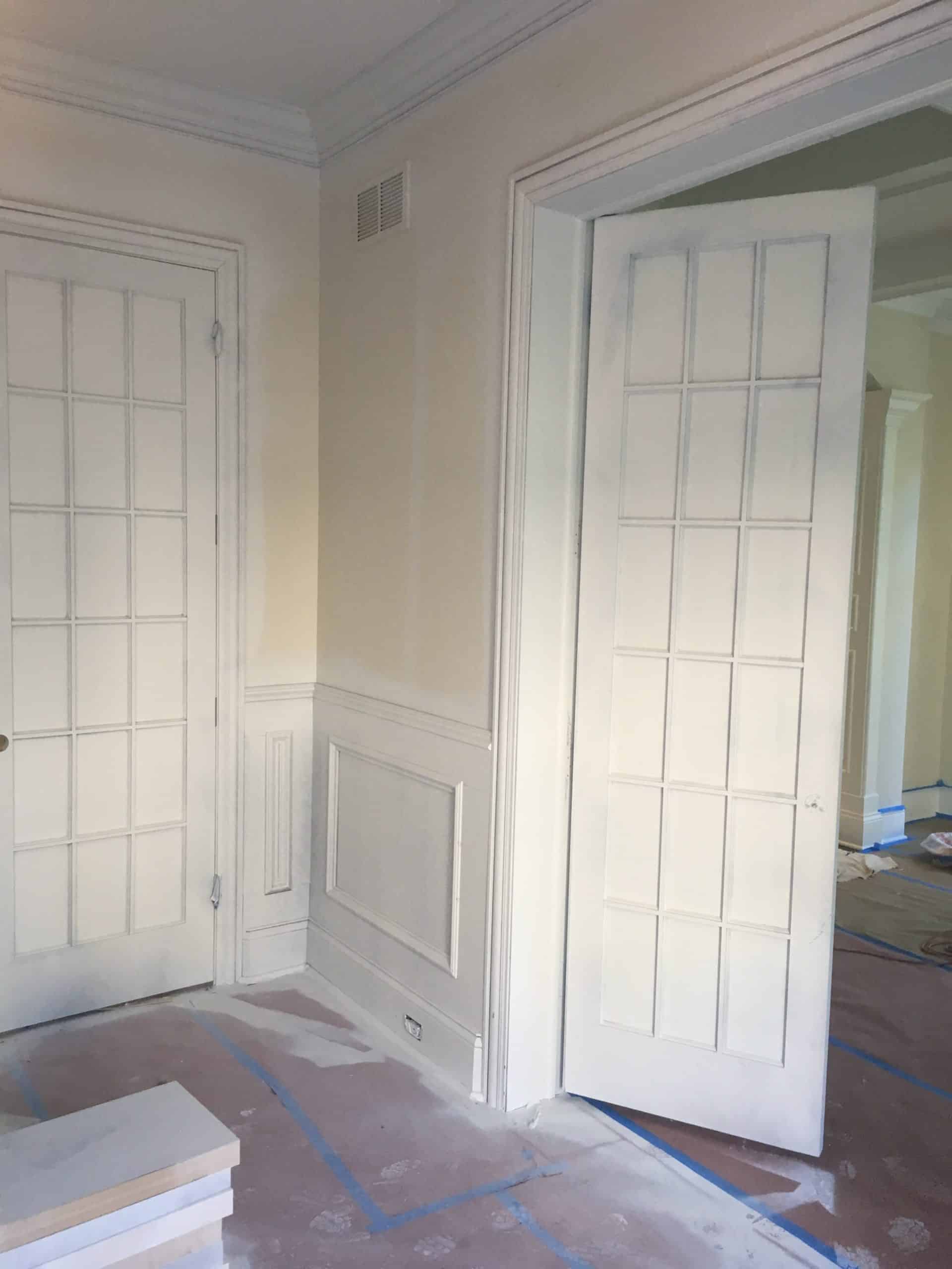 Wall and doors being prepared to be painted